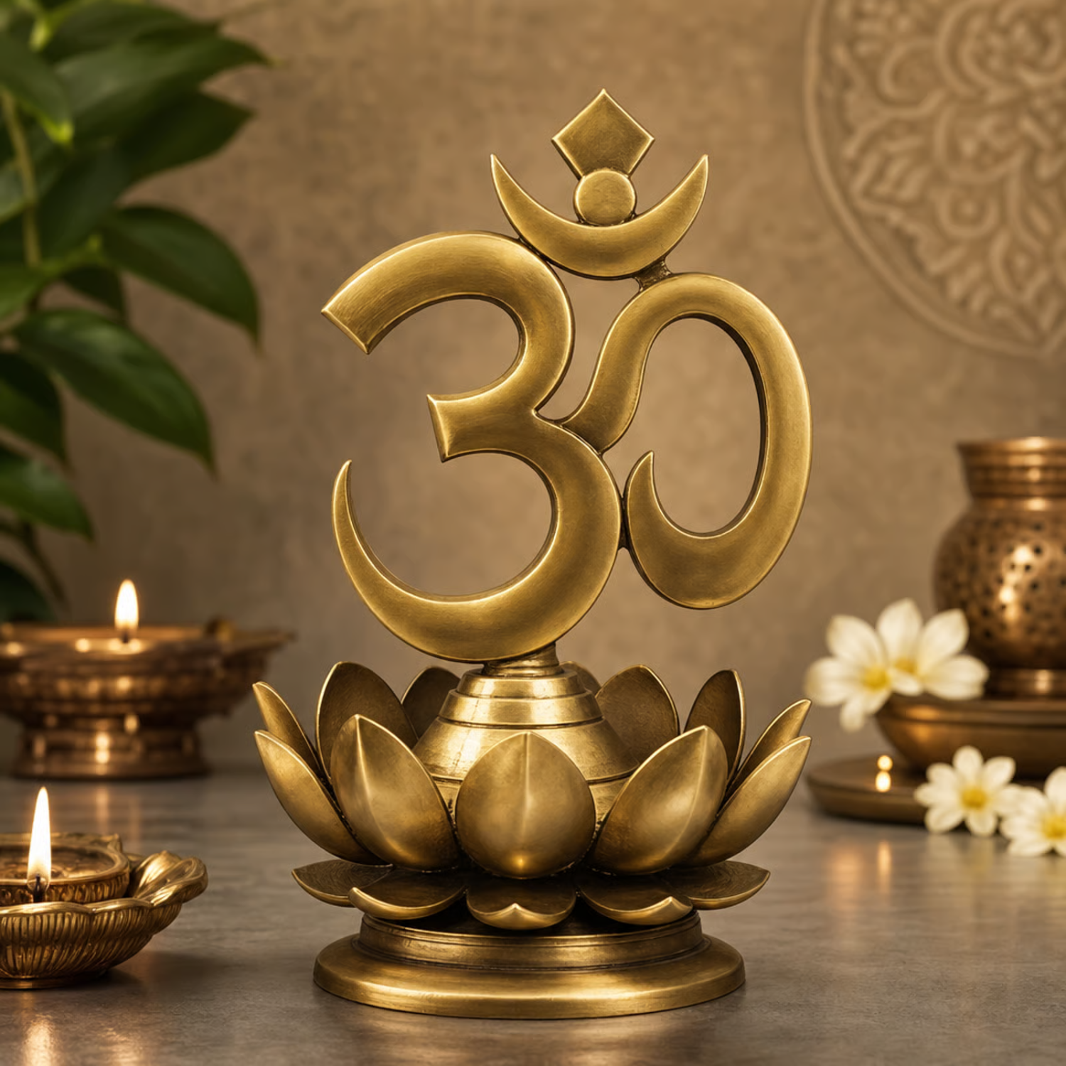SevenHeaven Brass OM Spiritual Décor: A Sacred Symbol for Peace and Positive Energy