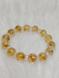 Gaj Kesari Yog Bracelet | Natural Citrine & Moonstone Gemstone Bracelet | Prosperity Wealth Intention Energy Balance & Positive Vibes Jewellery