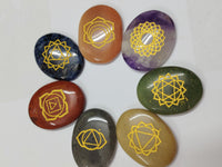 7 Chakra Gemstone Coin Set | Engraved Chakra Healing Stones for Meditation & Spiritual Practice