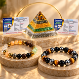 Dhanyog Pyramid & Dhanyog Bracelet Combo | Wealth, Prosperity & Positive Energy | FREE Triple Protection Bracelet