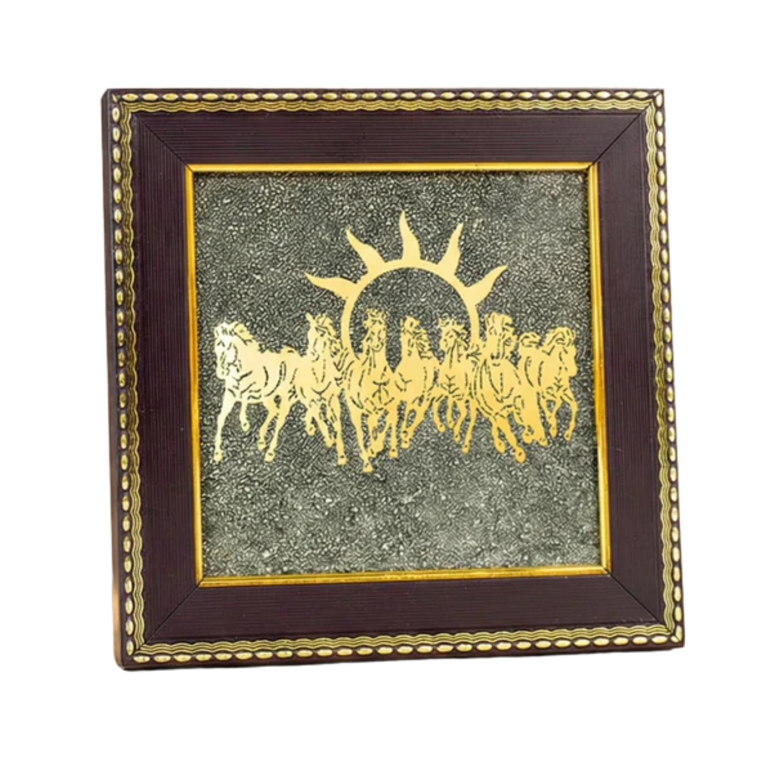 7 Horses on Raw Pyrite Frame | 7 Inches | Prosperity Décor