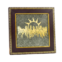 7 Horses on Raw Pyrite Frame | 7 Inches | Prosperity Décor