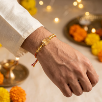 Pyramid Citrine Rakhi | Handmade Raksha Bandhan Rakhi with Natural Citrine Beads & Pyramid Centerpiece | Symbol of Success Happiness & Positivity for Brother