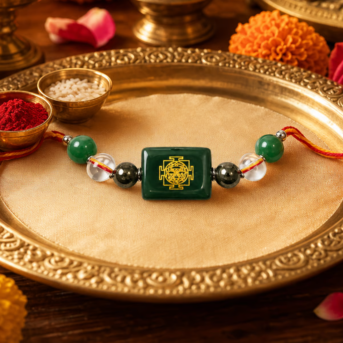 Dhan Yog Rakhi | Handmade Raksha Bandhan Rakhi with Premium Beads & Dhan Yog Charm | Symbol of Wealth Prosperity Success & Positive Energy