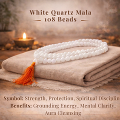 White Quartz Mala 108 Beads for Love, Healing & Emotional Balance