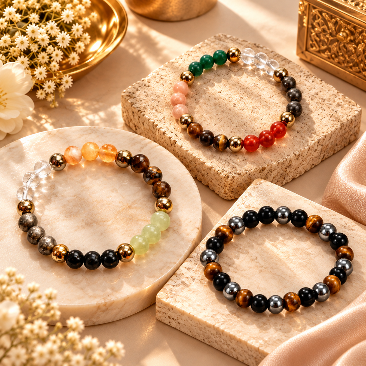 Dhanyog & Dhan Vruddhi Bracelet Combo | Wealth, Prosperity & Positive Energy | FREE Triple Protection Bracelet