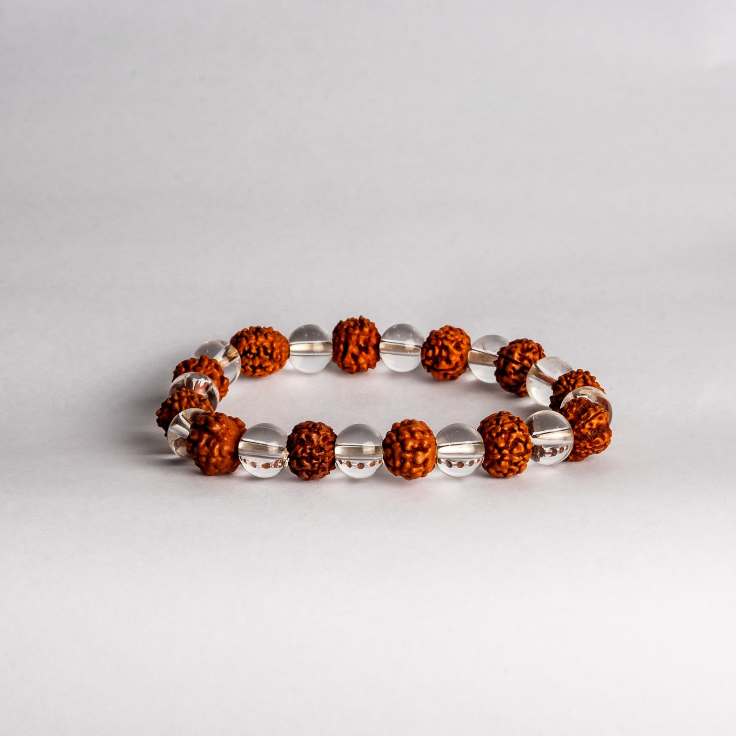 Clear Quartz with 5 Mukhi Indonesian Rudraksh Bracelet