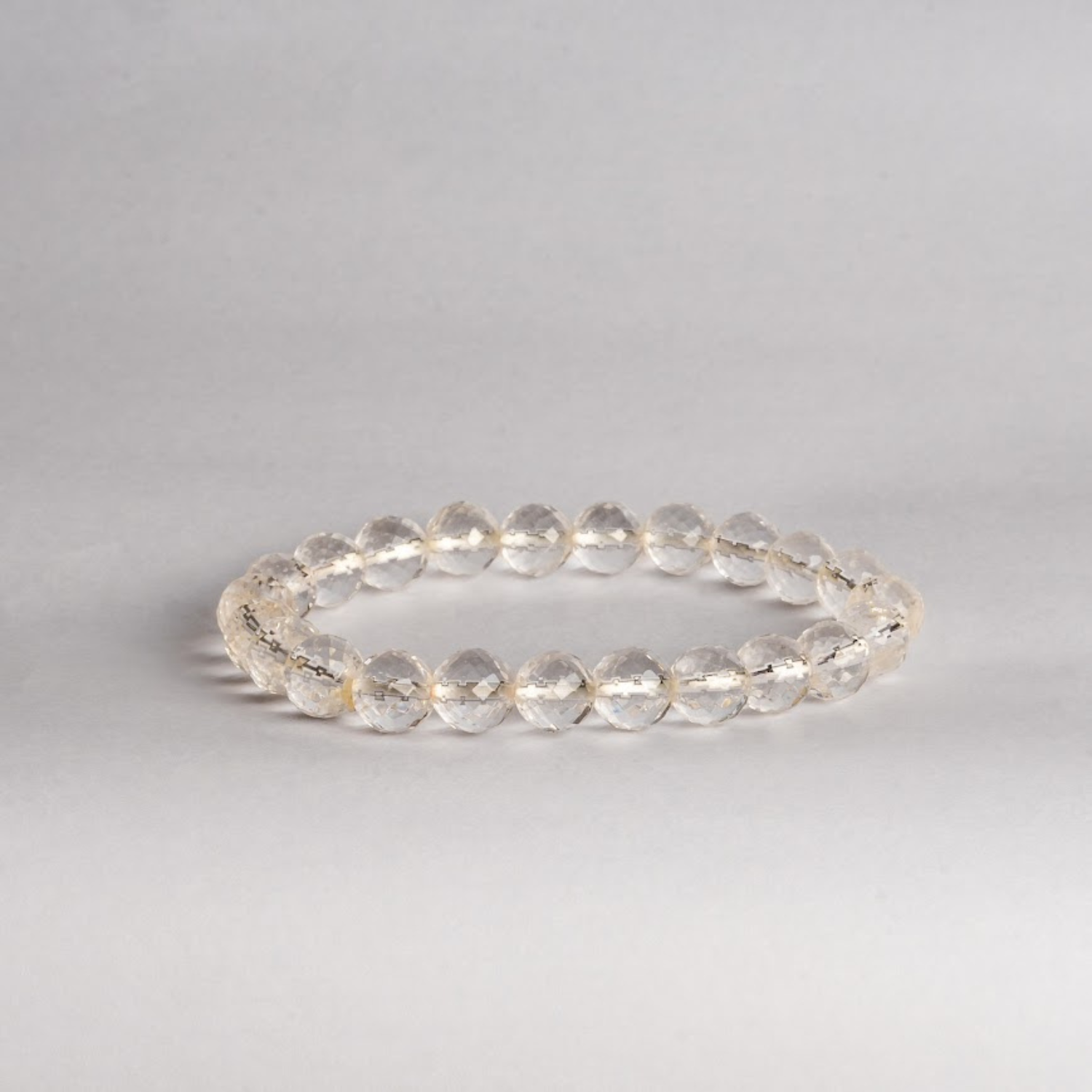Clear Crystal Quartz Bracelet in Diamond Cut