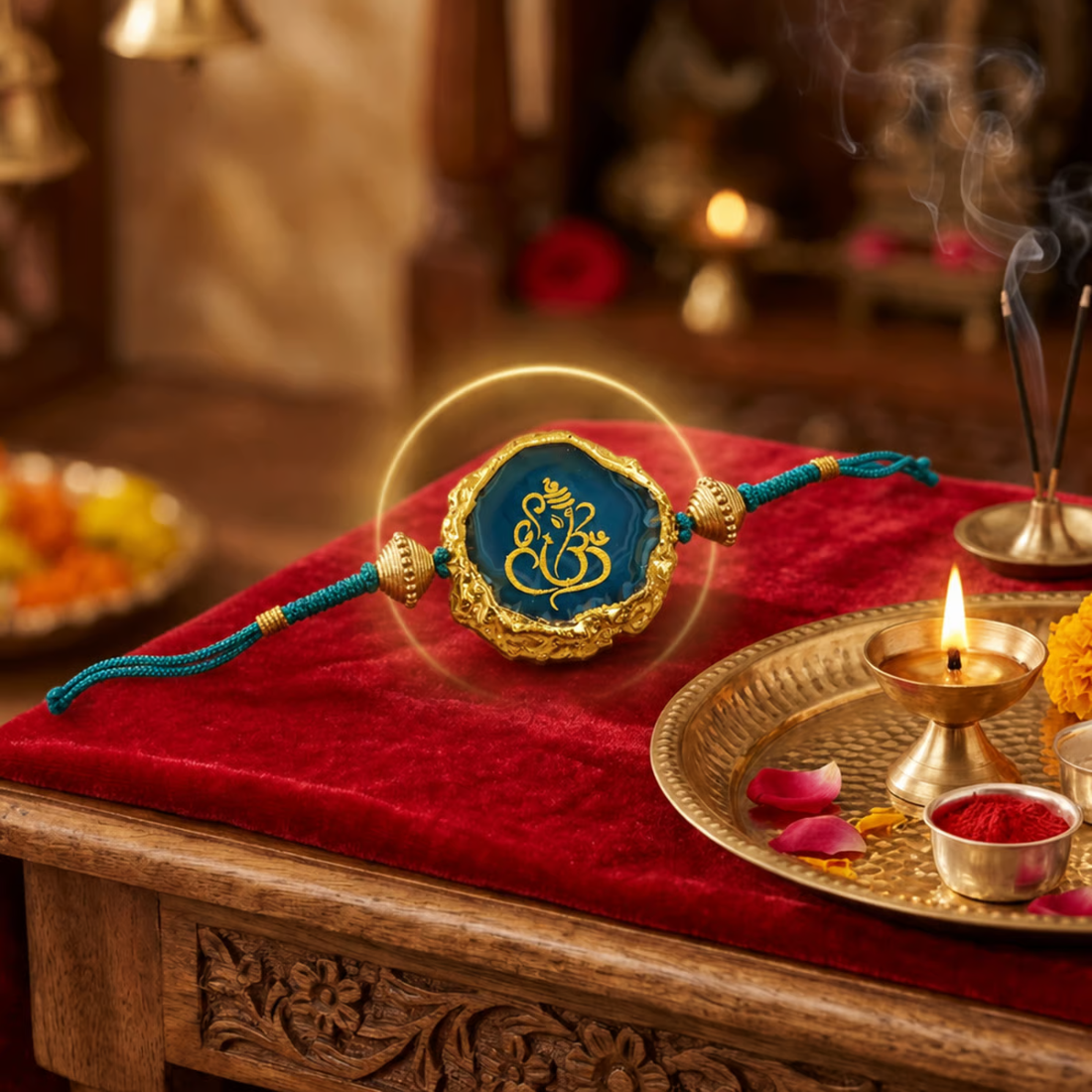 Premium Ganesha Crystal Rakhi Bracelet for Brother | Natural Crystal Stone Raksha Bandhan Rakhi | Handcrafted Design with Elegant Finish