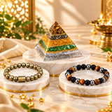 Pyrite Bracelet & Dhanyog Pyramid Combo | Wealth, Prosperity & Positive Energy | FREE Triple Protection Bracelet