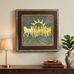 7 Horses on Raw Pyrite Frame | 7 Inches | Prosperity Décor