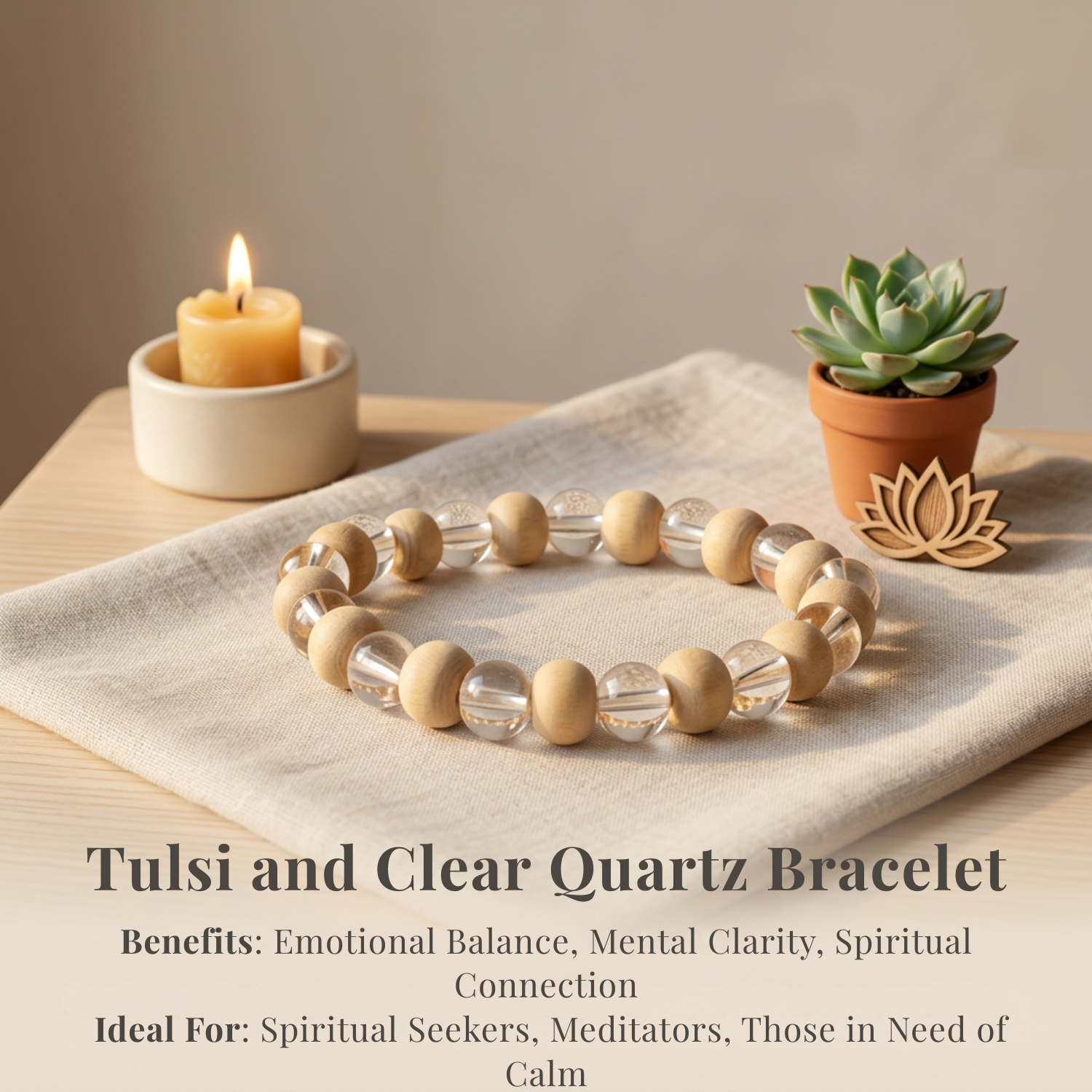Tulsi and Clear Quartz Bracelet
