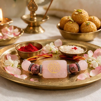Love & Harmony Rakhi | Handmade Raksha Bandhan Rakhi with Rose Quartz Beads | Symbol of Love Compassion Emotional Balance & Positive Relationships