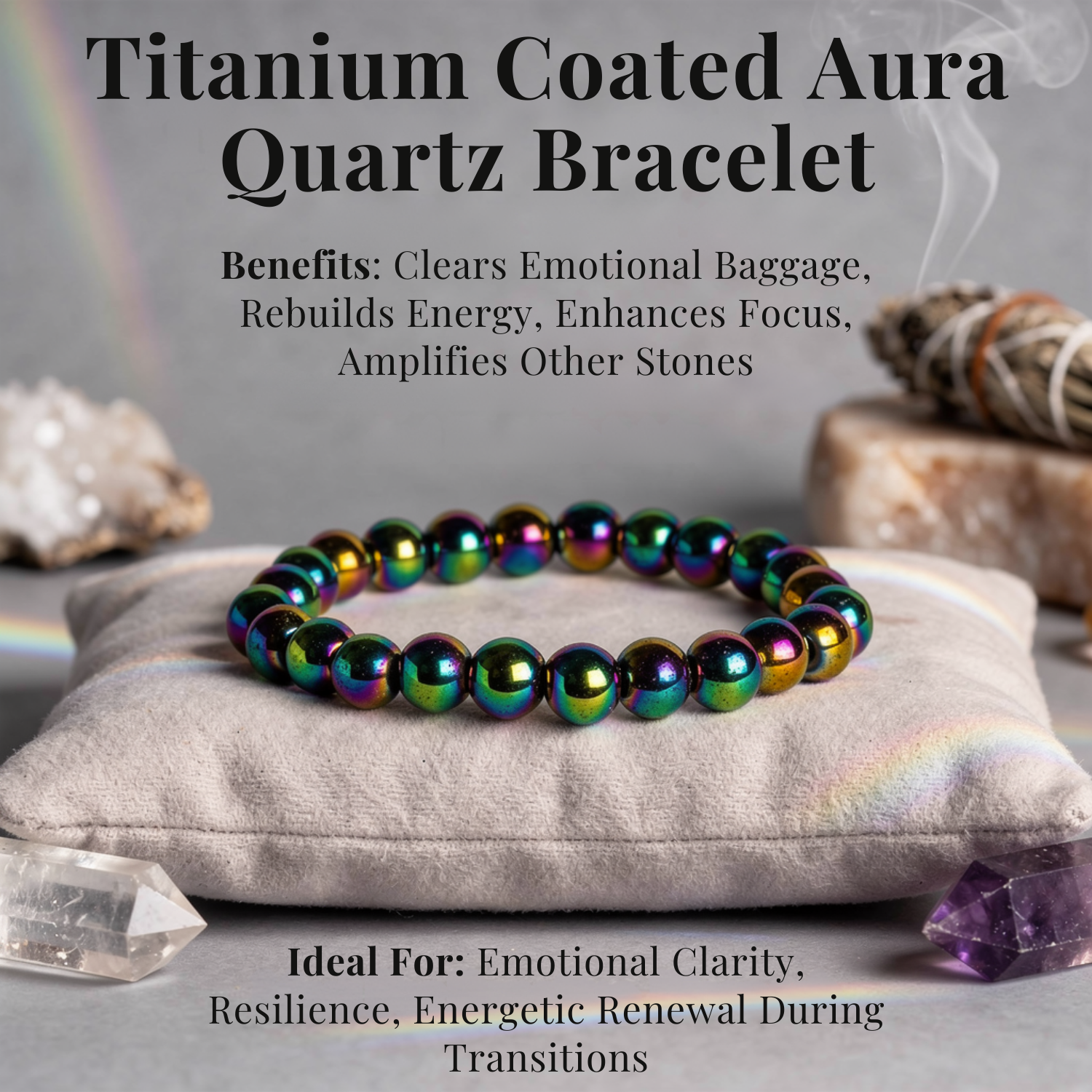 Titanium Coated Aura Quartz Bracelet