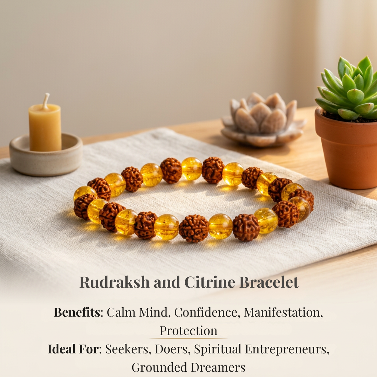 Rudraksh and Citrine Bracelet
