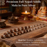 Premium Full Nepali Siddh Mala in Pure Silver for Spiritual Power & Protection