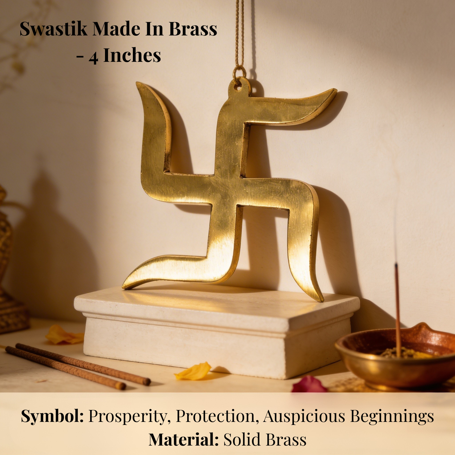 4 Inches Swastik Made in Brass