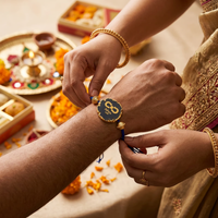 Natural Stone Raksha Bandhan Rakhi | Premium Black Crystal Rakhi Bracelet for Brother | Handcrafted Design with Elegant Finish