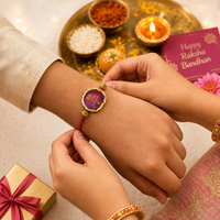Premium Krishna Crystal Rakhi Bracelet for Brother | Natural Crystal Stone Raksha Bandhan Rakhi | Handcrafted Design with Elegant Finish