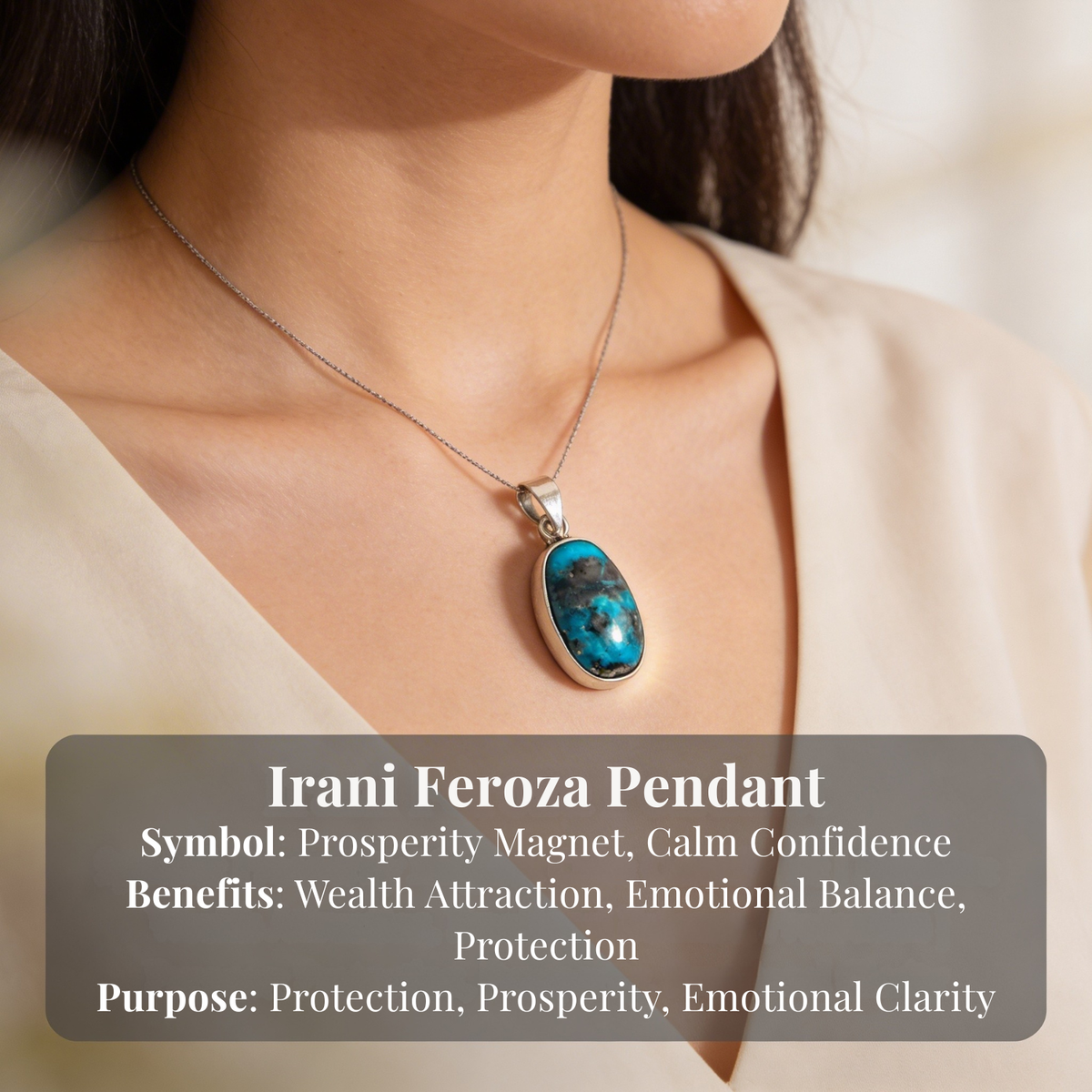Irani Feroza Pendant in German Silver