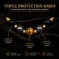 Triple Protection Rakhi | Handmade Raksha Bandhan Rakhi with Hematite Tiger Eye & Obsidian Beads | Symbol of Protection Grounding Confidence & Positivity
