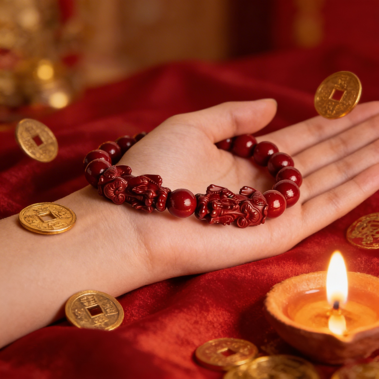 Cinnabar with Pixiu Bracelet