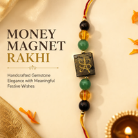 Money Magnet Rakhi | Handmade Raksha Bandhan Rakhi with Citrine Green Aventurine Pyrite & Tiger Eye Beads