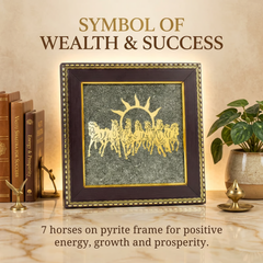 7 Horses on Raw Pyrite Frame | 7 Inches | Prosperity Décor