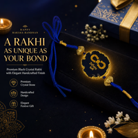 Natural Stone Raksha Bandhan Rakhi | Premium Black Crystal Rakhi Bracelet for Brother | Handcrafted Design with Elegant Finish