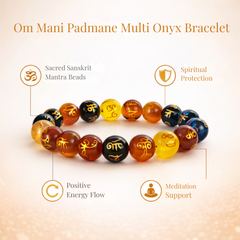 Om Mani Padmane Multi Onyx Bracelet