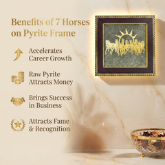 7 Horses on Raw Pyrite Frame | 7 Inches | Prosperity Décor