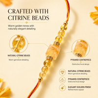 Pyramid Citrine Rakhi | Handmade Raksha Bandhan Rakhi with Natural Citrine Beads & Pyramid Centerpiece | Symbol of Success Happiness & Positivity for Brother