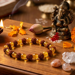 Rudraksh and Citrine Bracelet