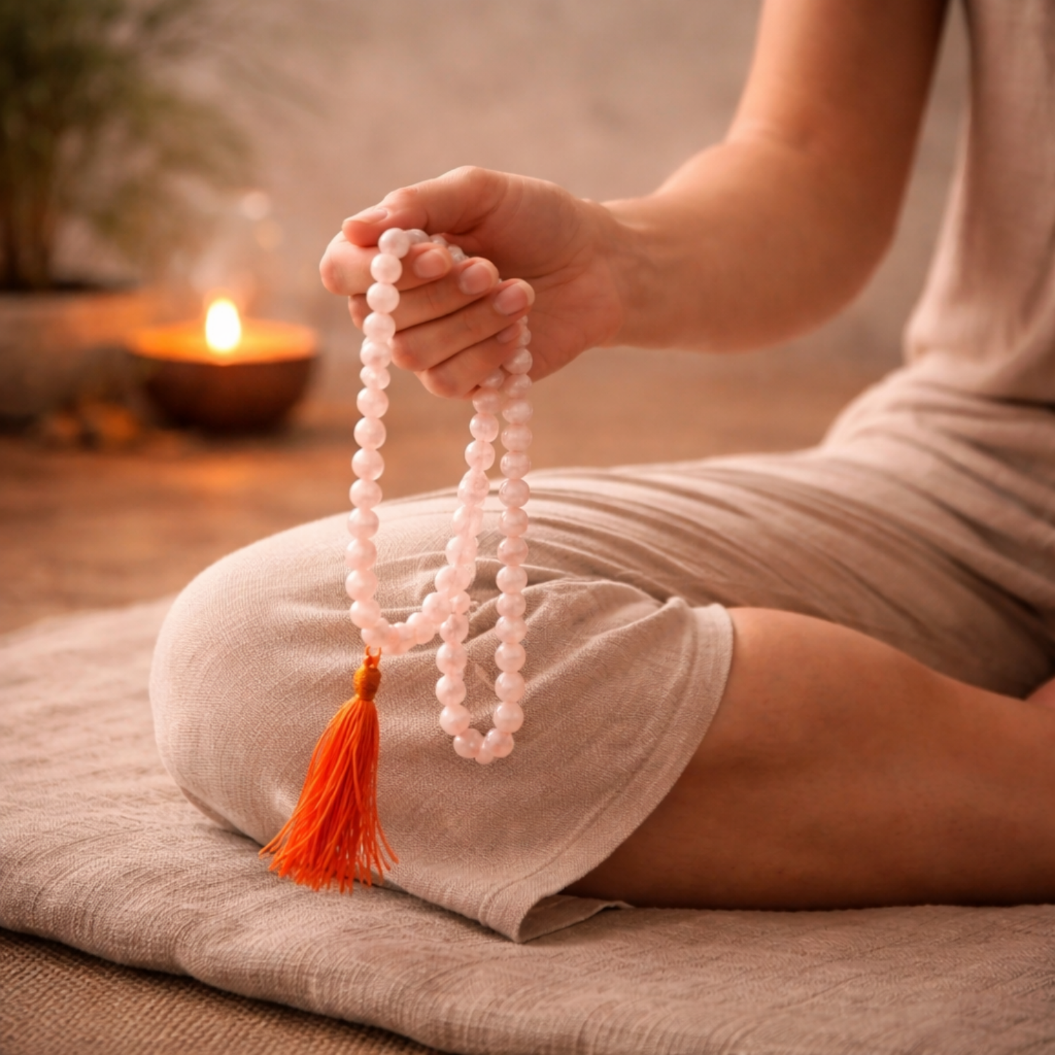 White Quartz Mala 108 Beads for Love, Healing & Emotional Balance