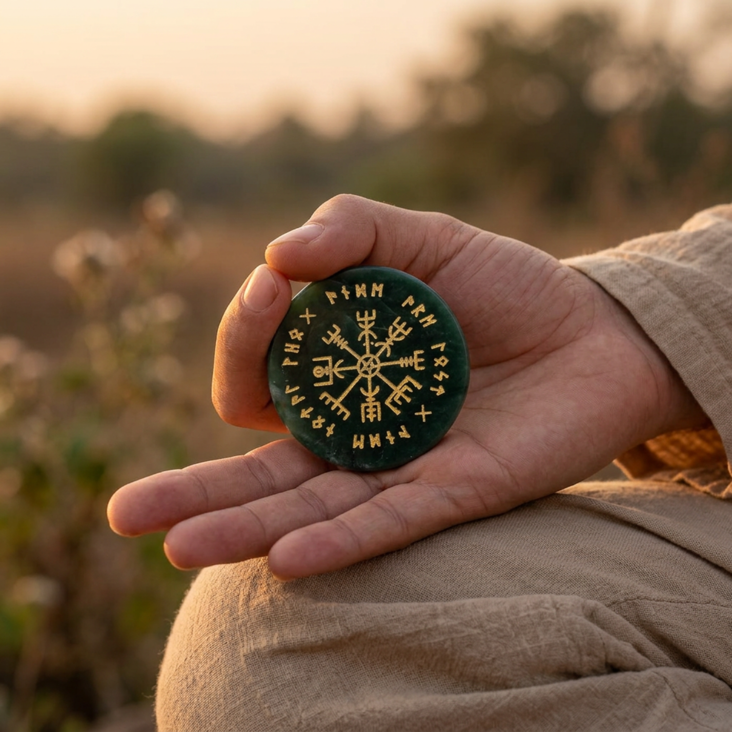 Rune Vegvisir on Jade