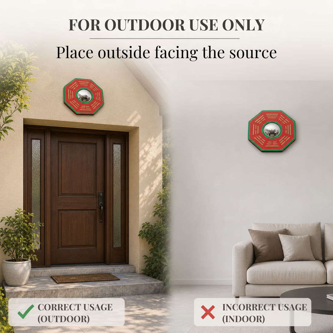 Pakuwa Mirror for Vastu | Convex Protection Mirror for Negative Energy 6 and 8 Inches