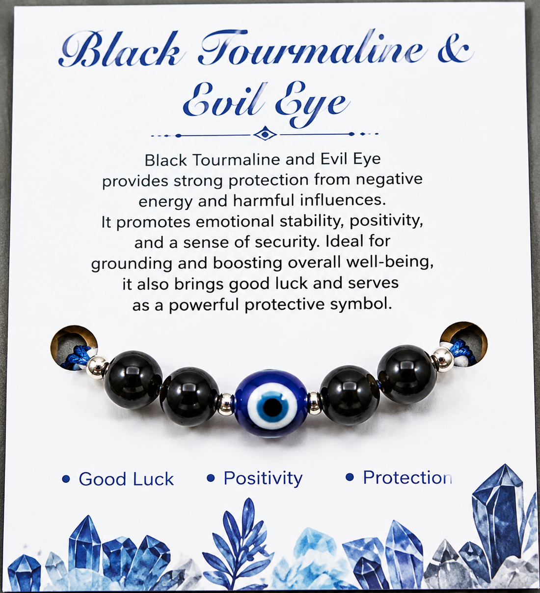 Black Tourmaline Evil Eye Rakhi | Handmade Raksha Bandhan Rakhi with Protective Beads | Symbol of Good Luck Positivity Protection & Emotional Balance