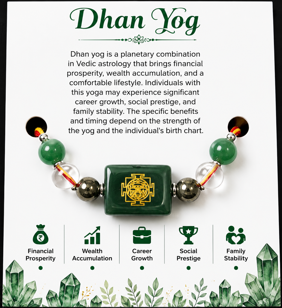 Dhan Yog Rakhi | Handmade Raksha Bandhan Rakhi with Premium Beads & Dhan Yog Charm | Symbol of Wealth Prosperity Success & Positive Energy