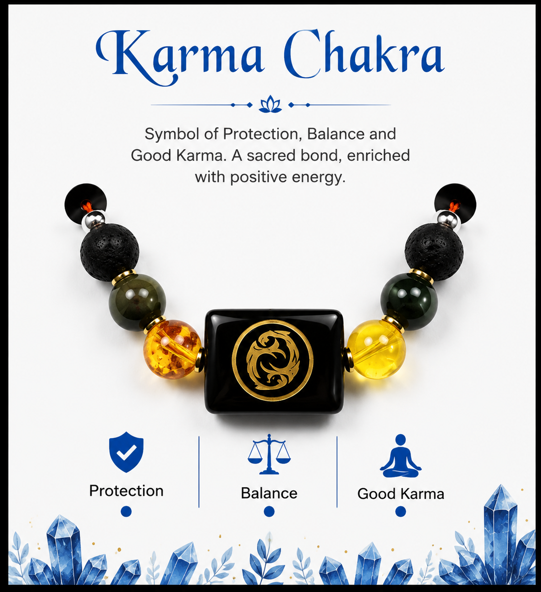 Karma Chakra Rakhi | Handmade Raksha Bandhan Rakhi with Chakra Charm & Premium Beads | Symbol of Protection Balance Good Karma & Positive Energy