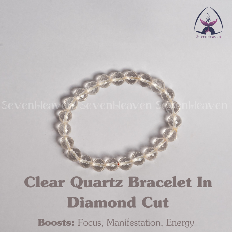 Clear Crystal Quartz Bracelet in Diamond Cut