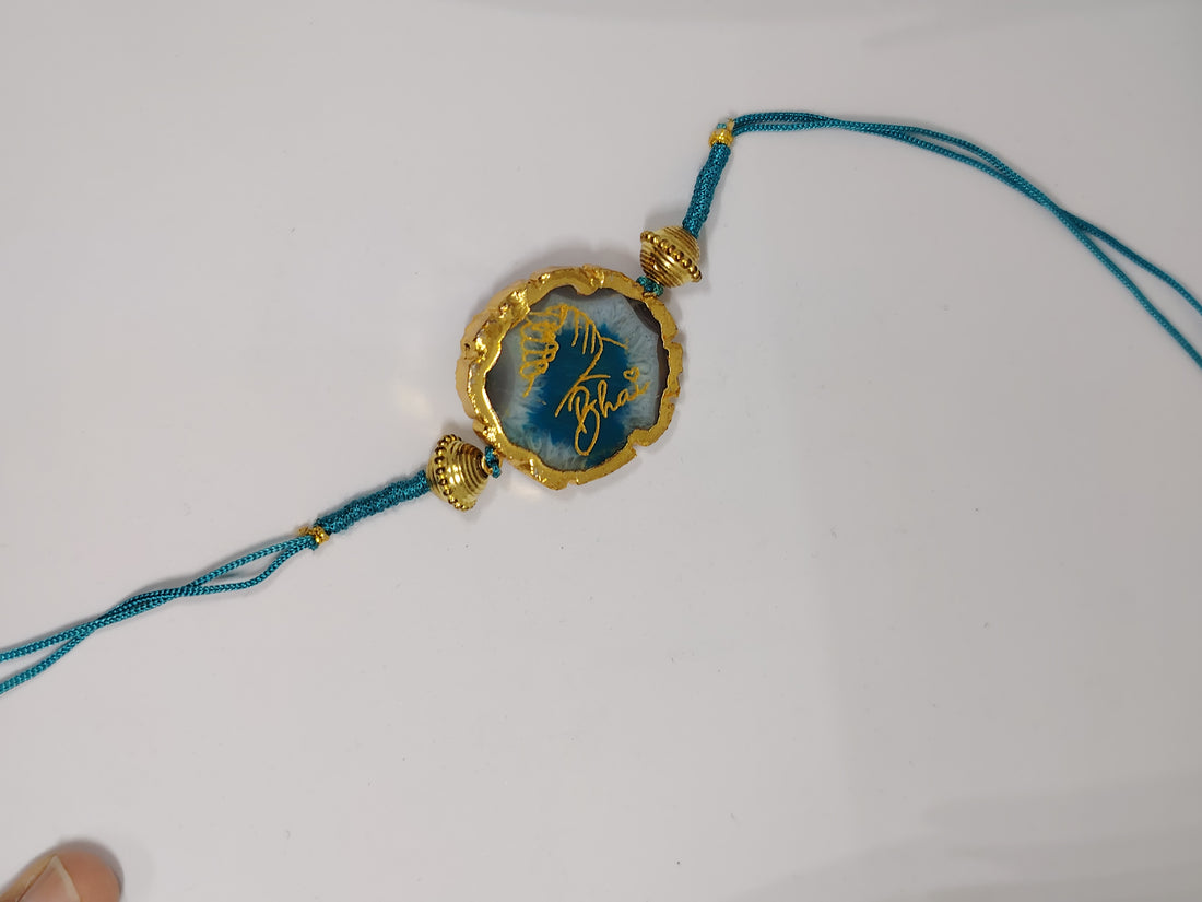 Natural Stone Handcrafted Raksha Bandhan Rakhi | Premium Crystal Rakhi Bracelet for Brother | Elegant Festive Thread