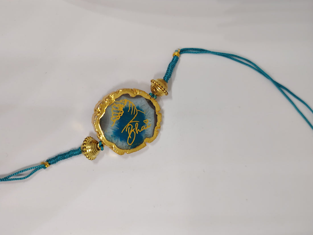 Natural Stone Handcrafted Raksha Bandhan Rakhi | Premium Crystal Rakhi Bracelet for Brother | Elegant Festive Thread