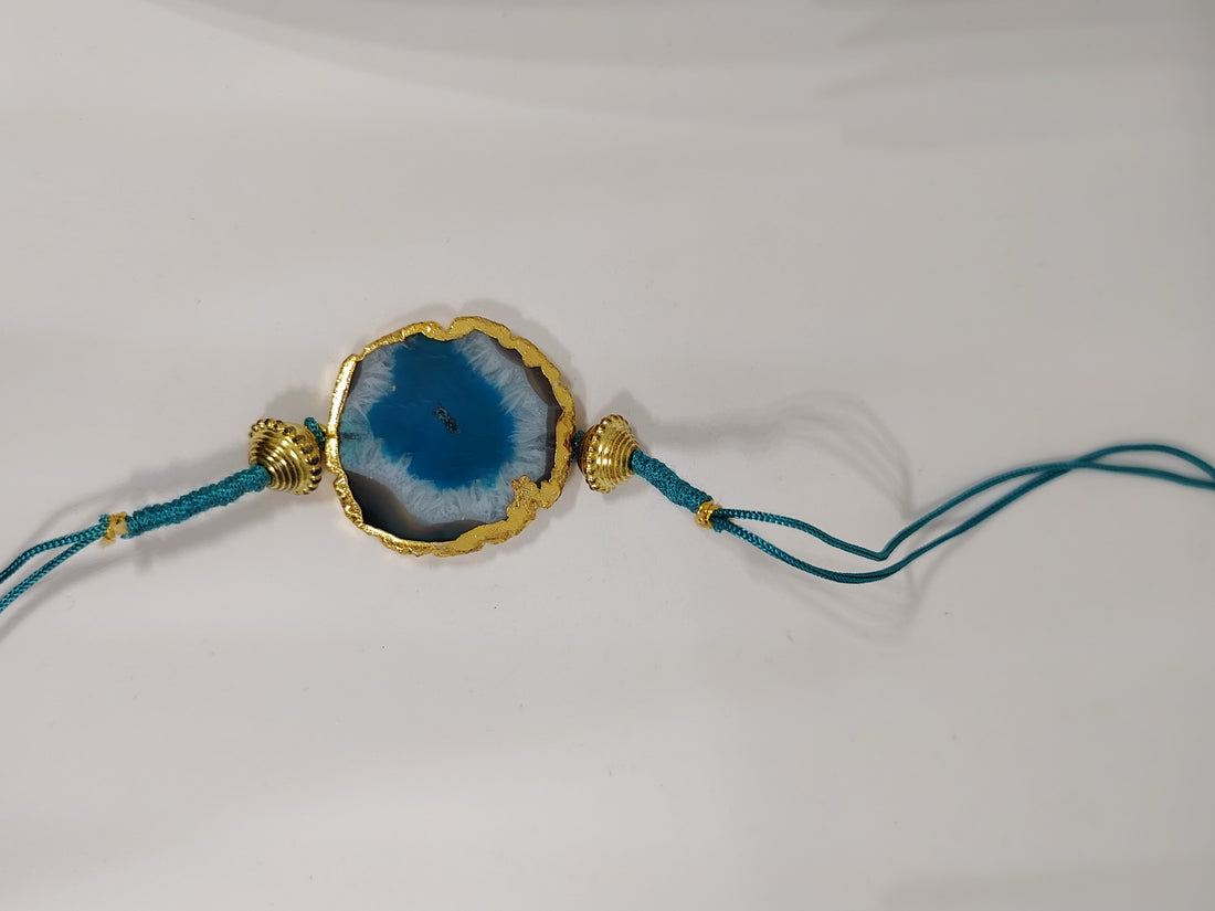 Natural Stone Handcrafted Raksha Bandhan Rakhi | Premium Crystal Rakhi Bracelet for Brother | Elegant Festive Thread