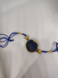 Natural Stone Raksha Bandhan Rakhi | Premium Black Crystal Rakhi Bracelet for Brother | Handcrafted Design with Elegant Finish
