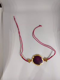 Premium Purple Crystal Rakhi Bracelet for Bhabhi | Natural Crystal Stone Raksha Bandhan Rakhi | Handcrafted Design with Elegant Finish