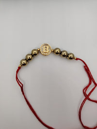 Premium Gold Pyrite Bead Rakhi Bracelet for Brother | Personalized Initial B Raksha Bandhan Rakhi | Handmade Lucky Charm Design