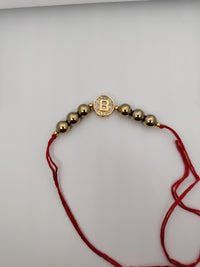 Premium Gold Pyrite Bead Rakhi Bracelet for Brother | Personalized Initial B Raksha Bandhan Rakhi | Handmade Lucky Charm Design