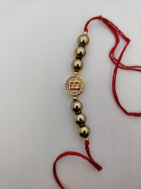 Premium Gold Pyrite Bead Rakhi Bracelet for Brother | Personalized Initial B Raksha Bandhan Rakhi | Handmade Lucky Charm Design