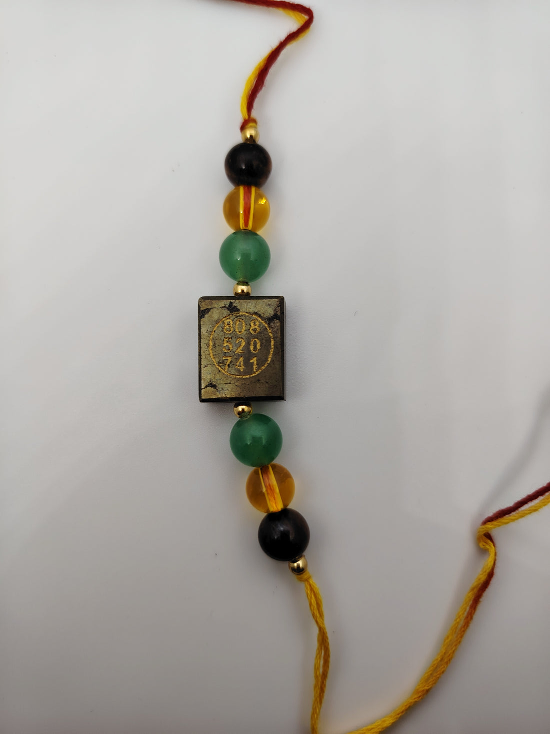 Money Magnet Rakhi | Handmade Raksha Bandhan Rakhi with Citrine Green Aventurine Pyrite & Tiger Eye Beads