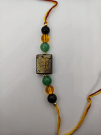 Money Magnet Rakhi | Handmade Raksha Bandhan Rakhi with Citrine Green Aventurine Pyrite & Tiger Eye Beads